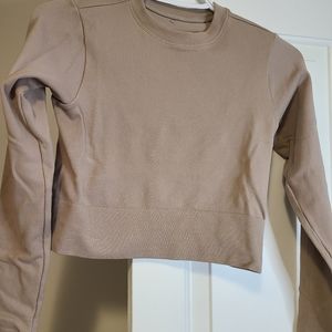 Dynamite Cropped Nylon Top - Size Medium Taupe